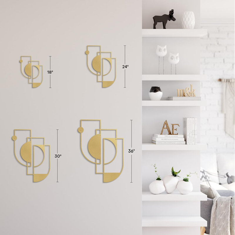 Décoration murale en métal, H 24 po x l 12 po x P 0,05 po, Or
