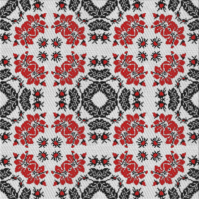 Tapis rouge/noir tissé à la machine