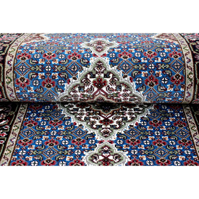 Wool Oriental Area Rug in Blue/Black/White