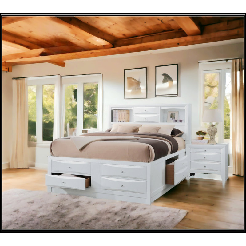 Grand lit avec rangement blanc