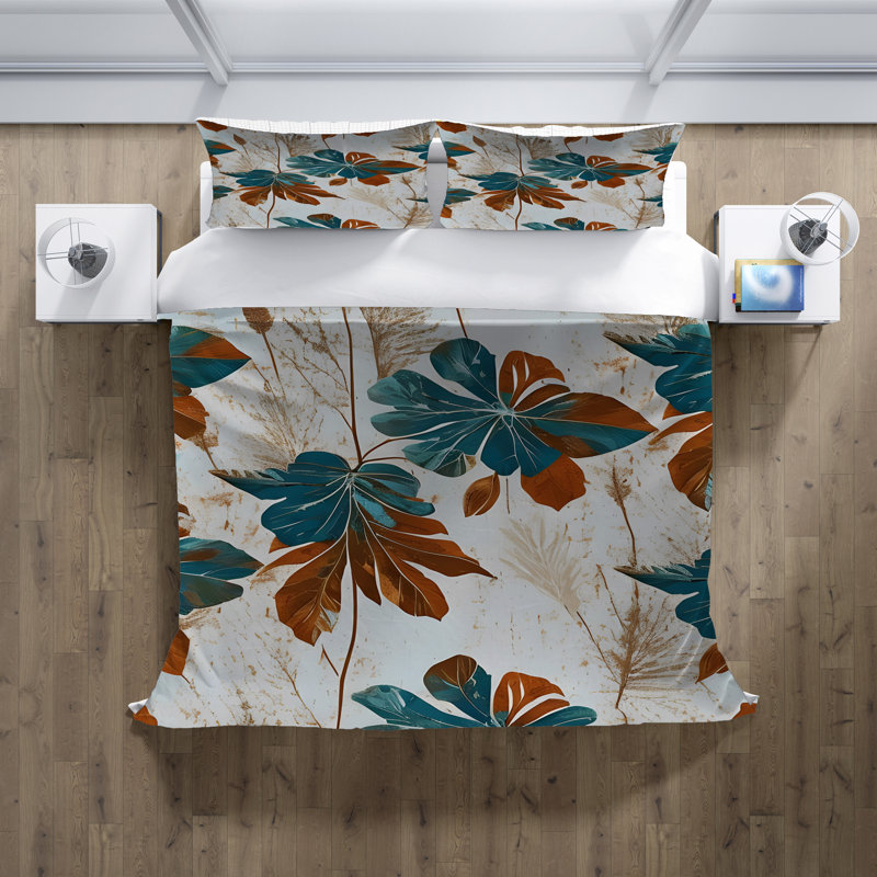 Polyester Floral Duvet Cover, King Duvet Cover + 2 King Shams
