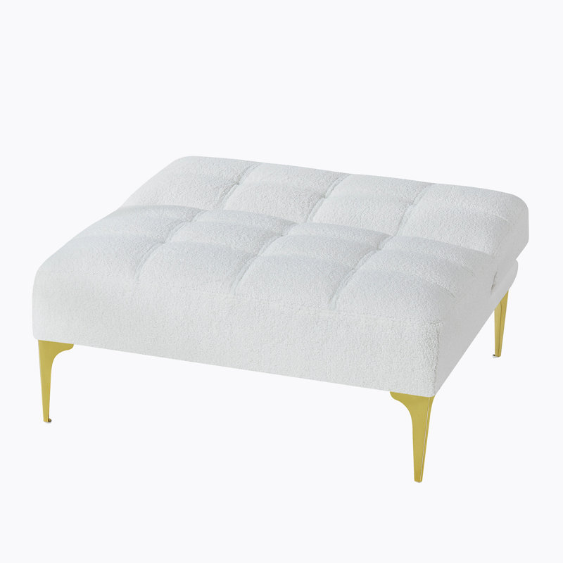 Tadija Twin Upholstered Convertible Sofa, 28" H x 35.5" W x 34" D, White Teddy