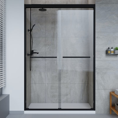 44-48 In. W X 72 In. H Shower Glass Door,sliding Shower Glass Panel With Sgcc Clear Tempered Glass,aluminum Framed Shower Door For Bath Tub Enclosure,easy To Install