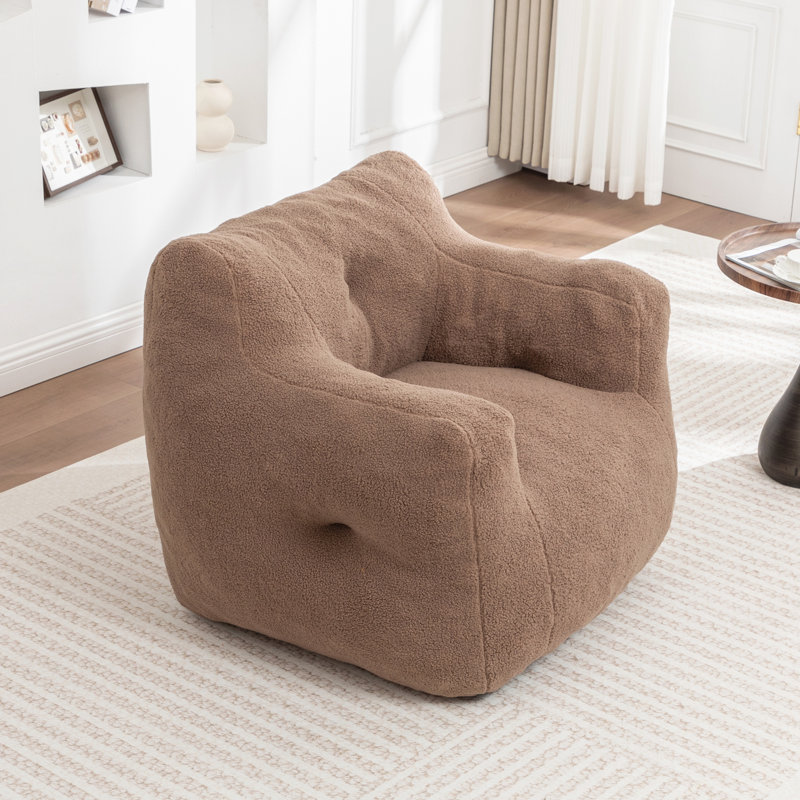Bean Bag Sofa Chair with Armrests Stuffed High-Density Foam for Adults in Living Room,Bedroom Reading, Tissu café