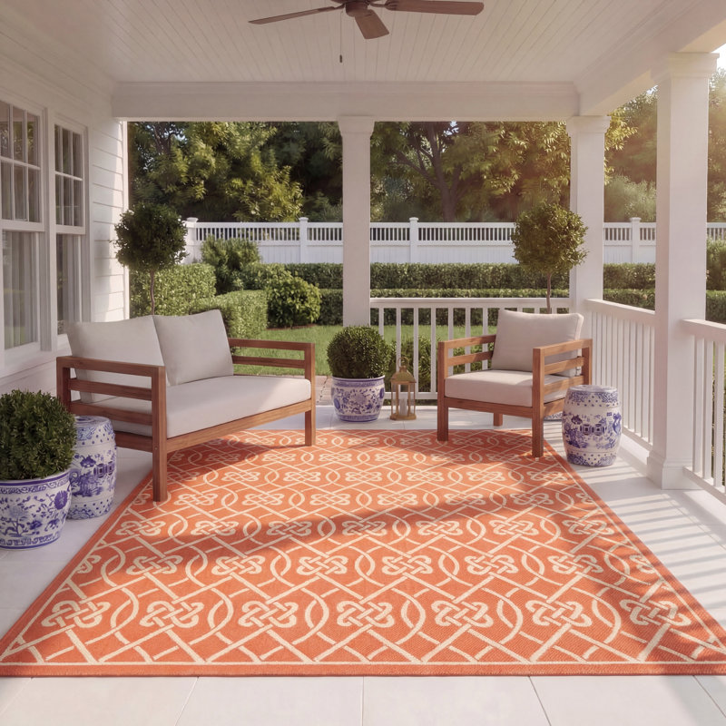 Arneshia Floral Brown/Tan Indoor/Outdoor Area Rug, Rectangle 8' x 11'