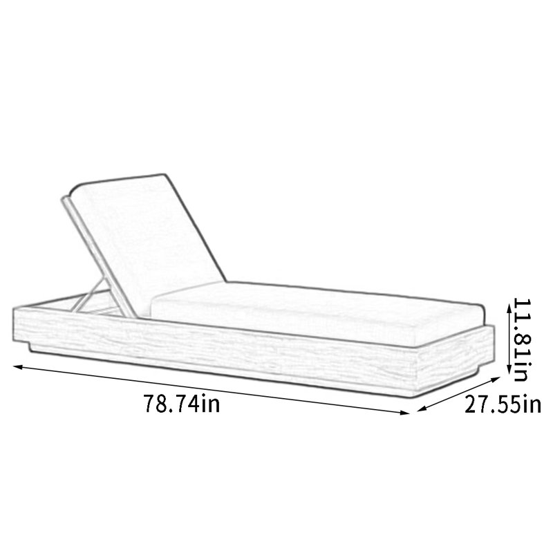 Teak Outdoor Lounger With Adjustable Back Outdoor Wood Chaise Lounge , Cushion Included