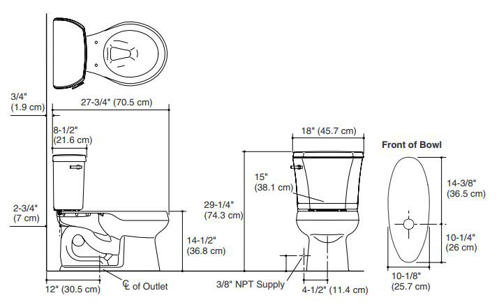 Wellworth® 1.28 GPF Water Efficient Round Two-Piece Toilet (Seat Not Included), Biscuit