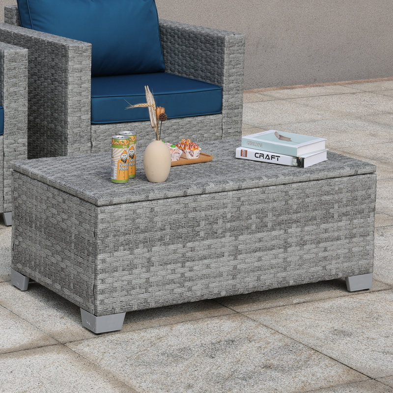 Table d'extérieur avec rangement et table de patio, Gris