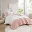 3 PCS Full/Queen Colorblock Clip Jacquard Duvet Cover Set Pink
