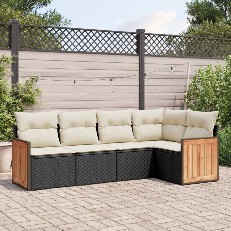 Vidaxl Garden Sofa Set Black, Cream White