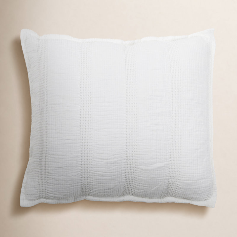 Nantucket Gray/White/Midnight Cotton Piece Euro Sham, White, Euro