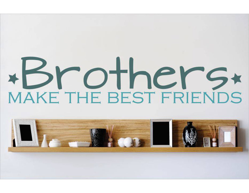 Décalcomanie murale frères make the best friends, H 10 po x l 40 po x P 0,16 po, Bleu sarcelle