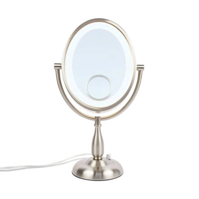 Jonti 8" x 10" Lighted Tabletop Magnified Makeup Mirror, Plug In