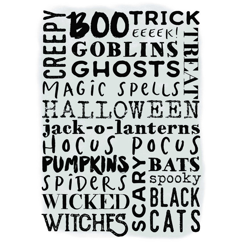 Mots d'Halloween, H 40 po x l 30 po