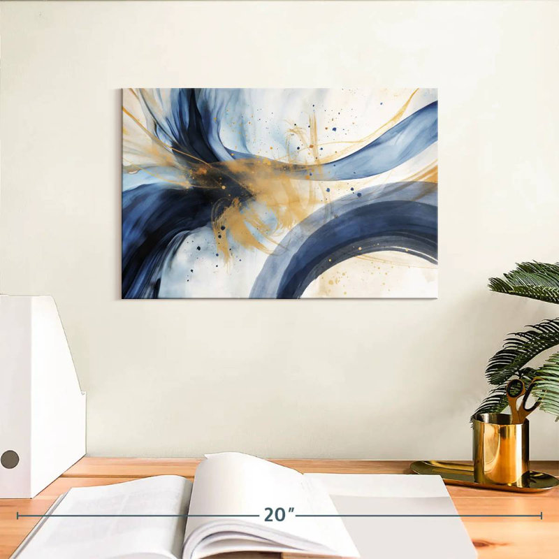 Bleu et beige à motif abstrait