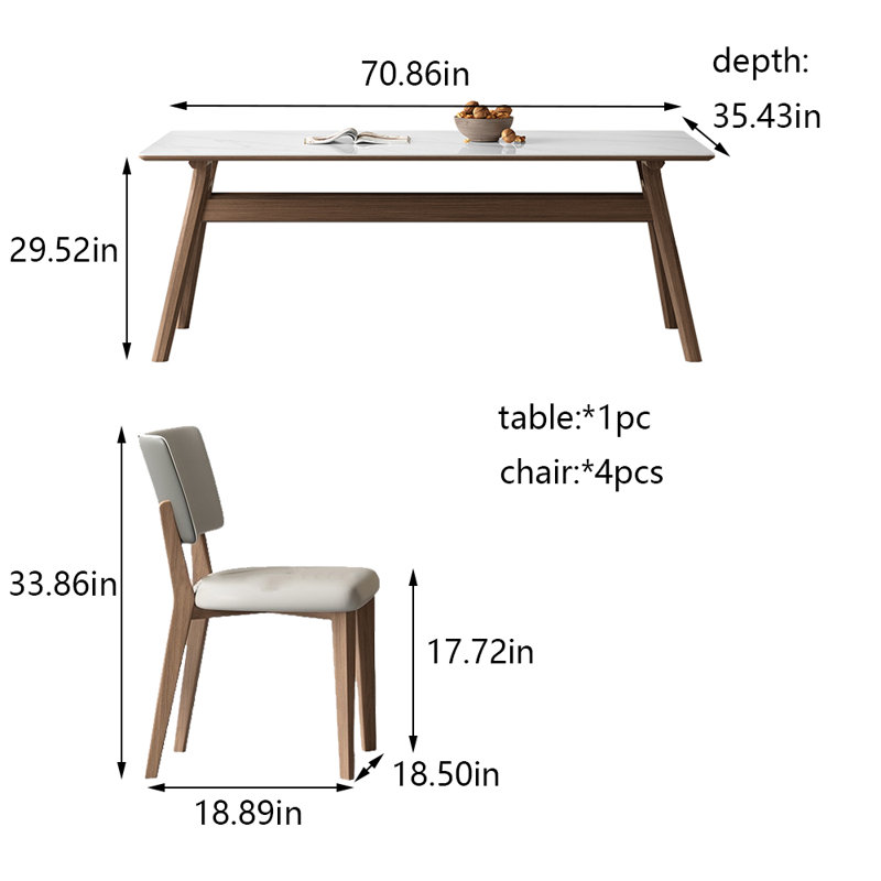Combinaison de table et de chaise Rock Rock, H 29,52 po x L 70,86 po x l 35,43 po