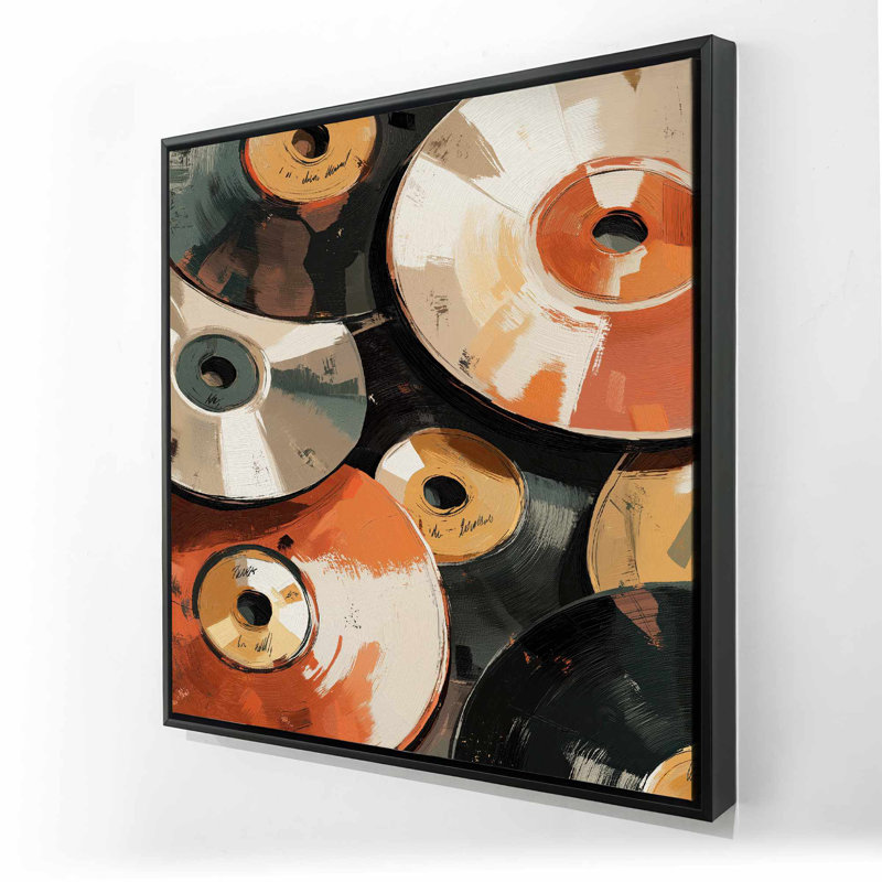 Disques - Toile encadrée blanche musicale pour la décoration intérieure | Art