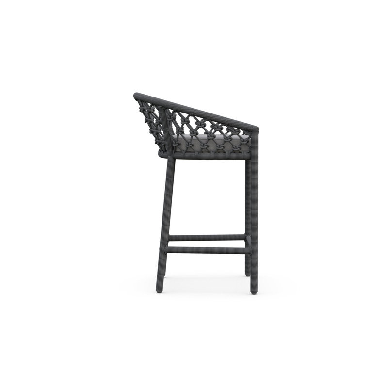 Amelia Patio Bar Stool with Cushion, 28.35" H, Charcoal