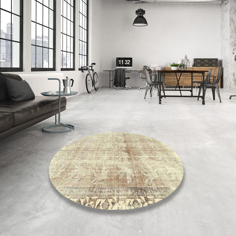 Tapis traditionnel beige / gris Celada, Rond 3 pi