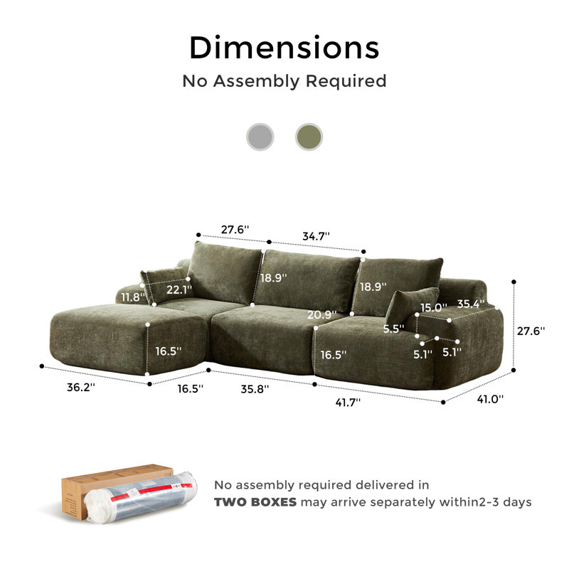 Canapé modulaire Boneless, Chenille verte