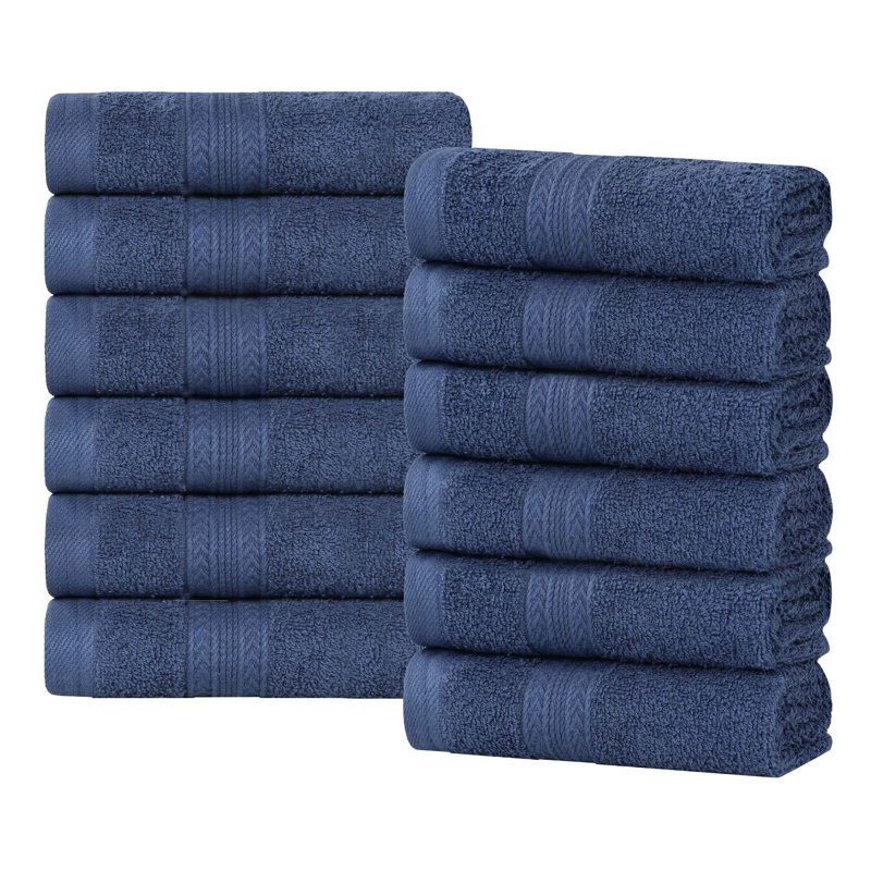 Ensemble de débarbouillettes et de débarbouillettes écologiques en coton massif 450 g / m² Simba, Bleu marine