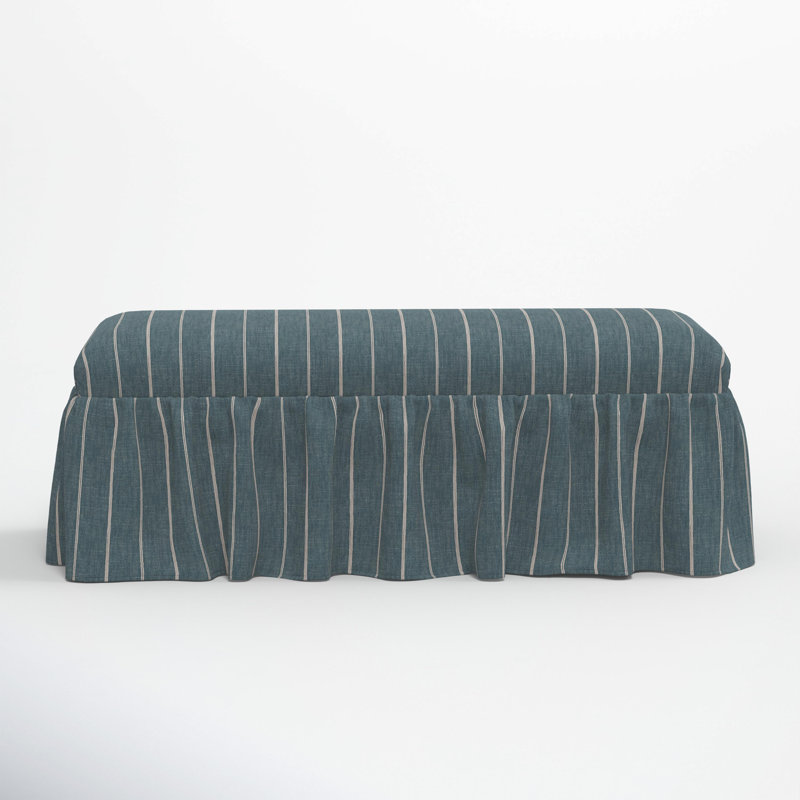 Nia Ruffle Dining Bench, Fritz Indigo Stripe