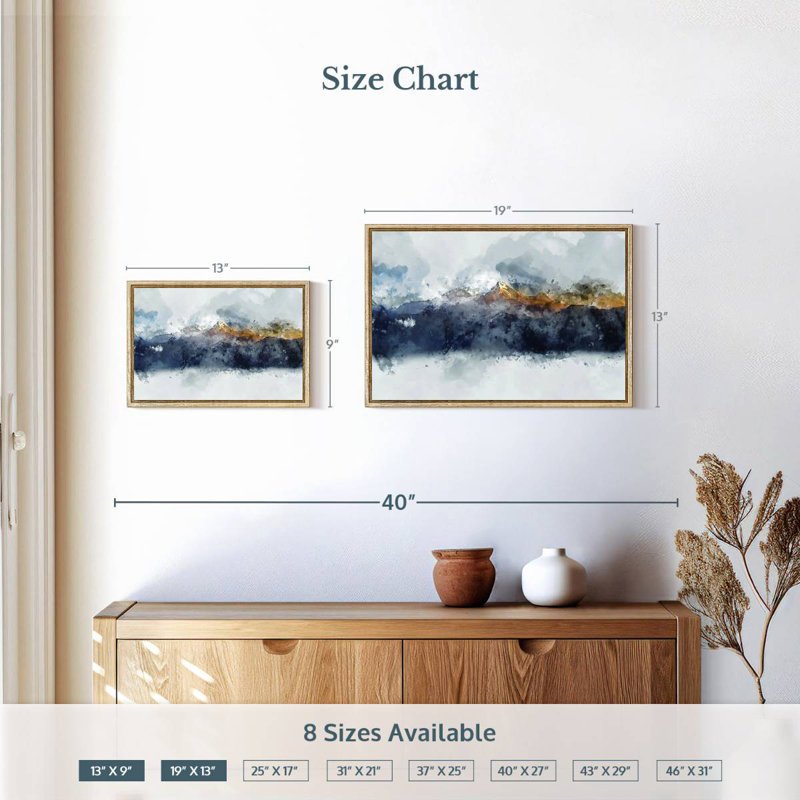 Bolan Mountain Range, 19" X 13", Floating Frame Natural Wood