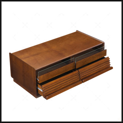 Modern Rectangle Coffee Table With 4 Drawers And 2 Display Shelves