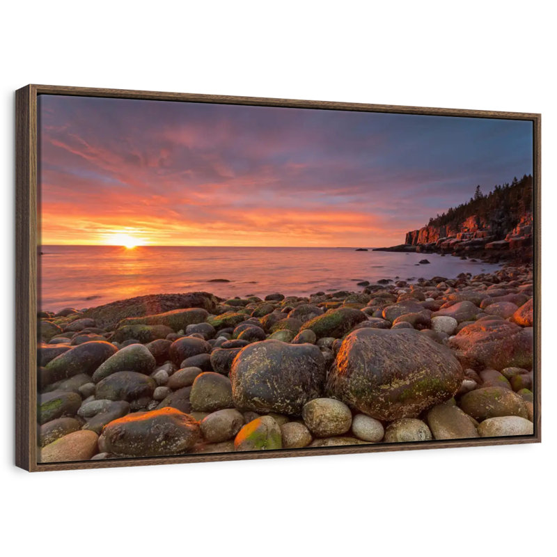 Lever de soleil au parc national d'Acadia, 46 po x 31 po, Cadre flottant noyer