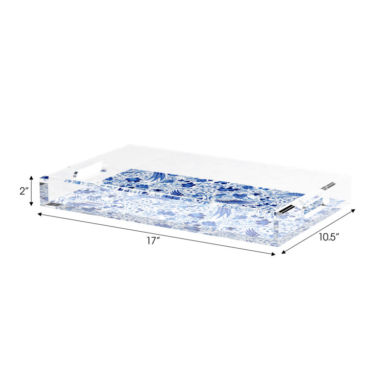 Royal Delft Inspiration Acrylic Rectangle Decorative Tray, 17"W x 10.5"D x 2"H