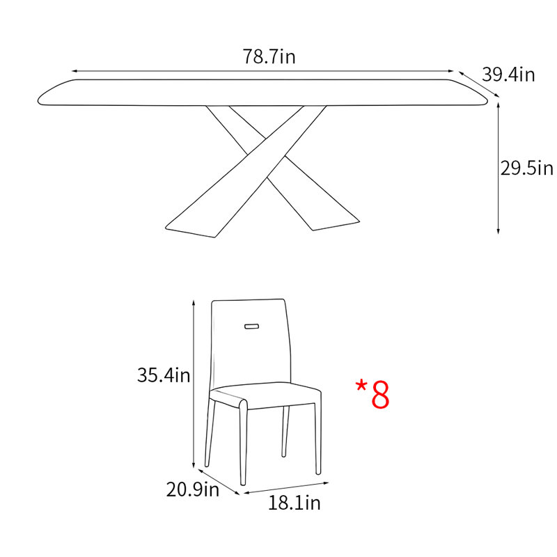 Italian style luxury rectangular dining table sets