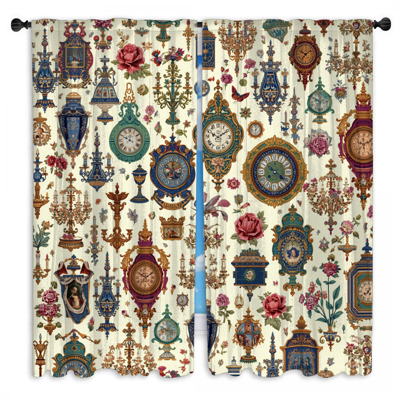 Horloges de rideaux victoriennes, 40 po x 61 po - 2 panneaux, Obscurcissement de chambre
