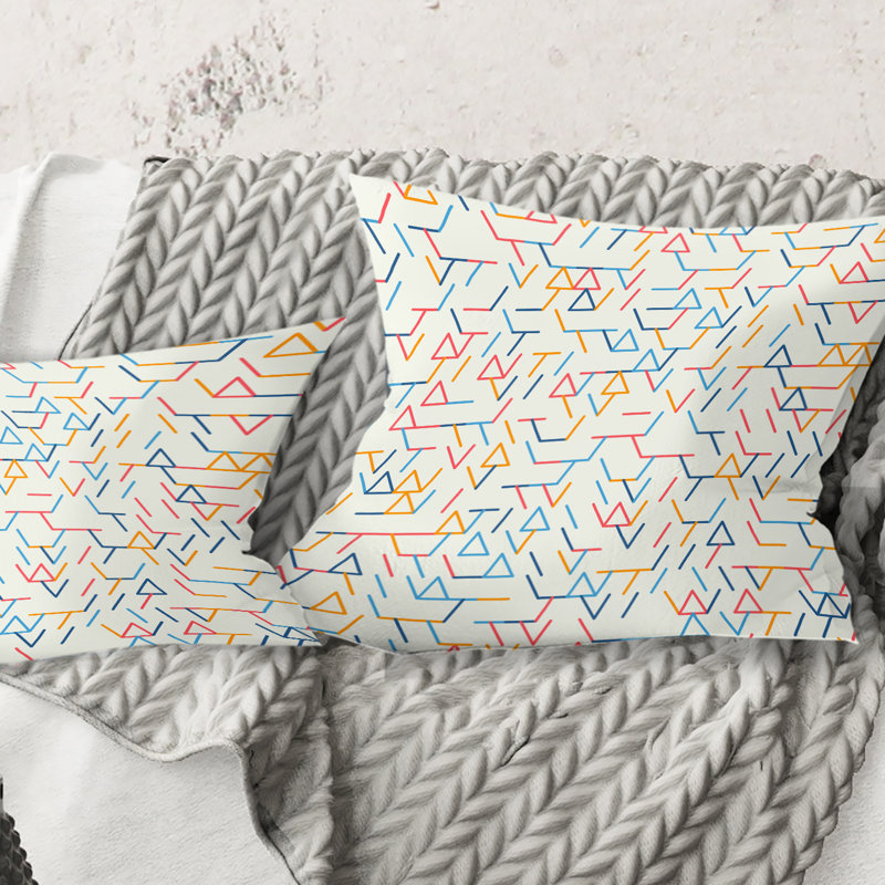 Motif abstrait géométrique abstrait - Coussin Mid-Century, 18 po x 18 po