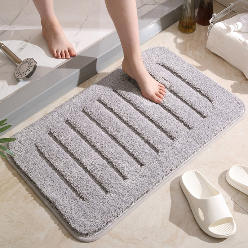 Jignesh Microfiber Non-Slip Bath Rug, 24" W x 35" L, Light Gray