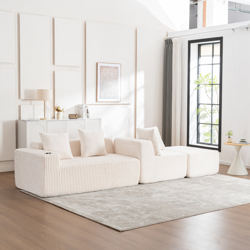 105" Cloud Modular Sectional Couch With L-shape Chaise，no Assembly Required， Comfy Deep Seat Chenille Boneless Couches For Living Room