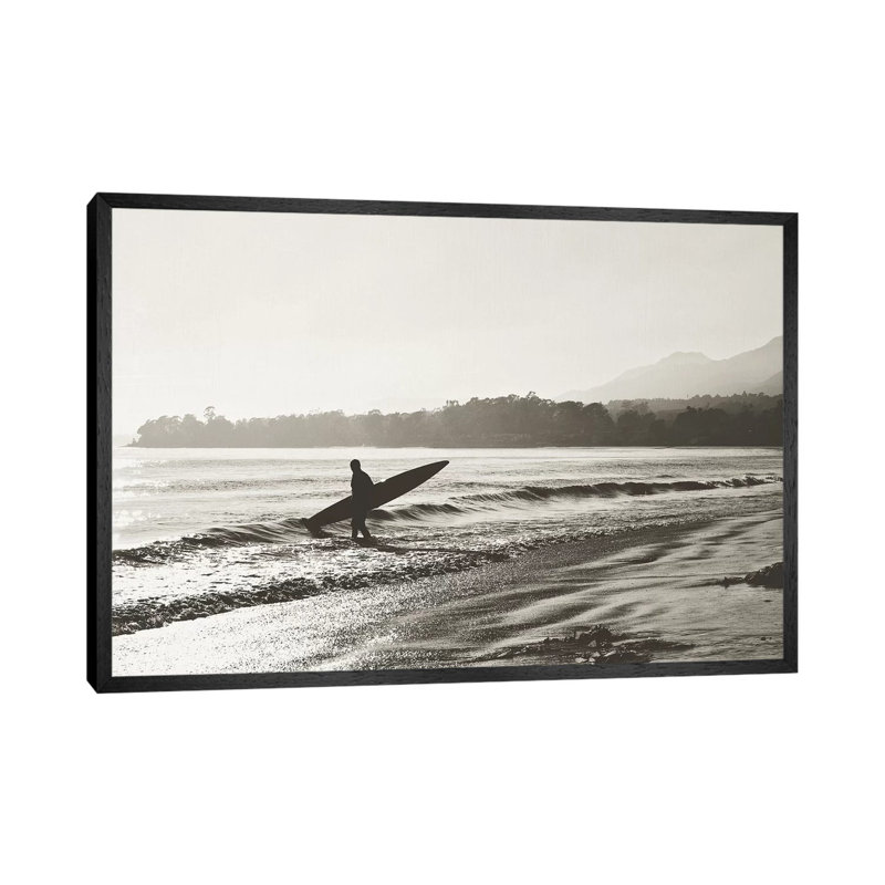 BW Surfer No.3 1 Piece Wall Art on Canvas, 45.72cm H x 66.04cm W x 3.81cm D, Black Framed