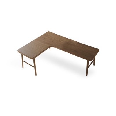 Light-walnut L-Shaped Solid Wood desk