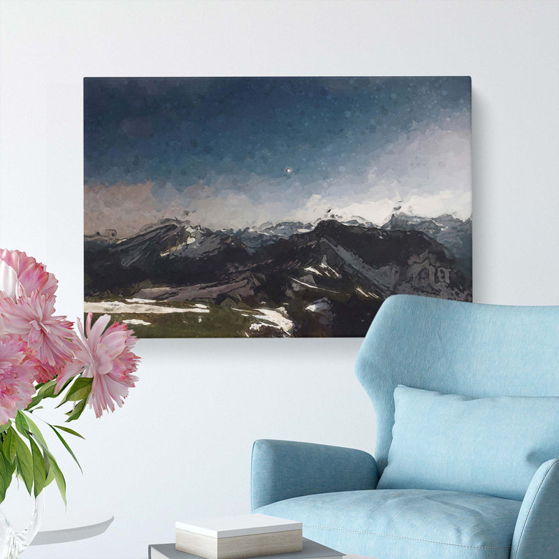 Stars Above The Mountains In Abstract - Wrapped Canvas, 40cm H x 60cm W x 3cm D