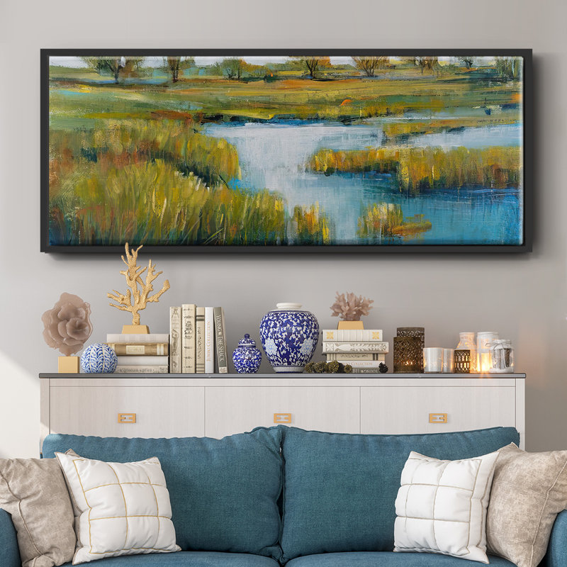 Marshland View IV - Framed Canvas, 20" H x 50" W