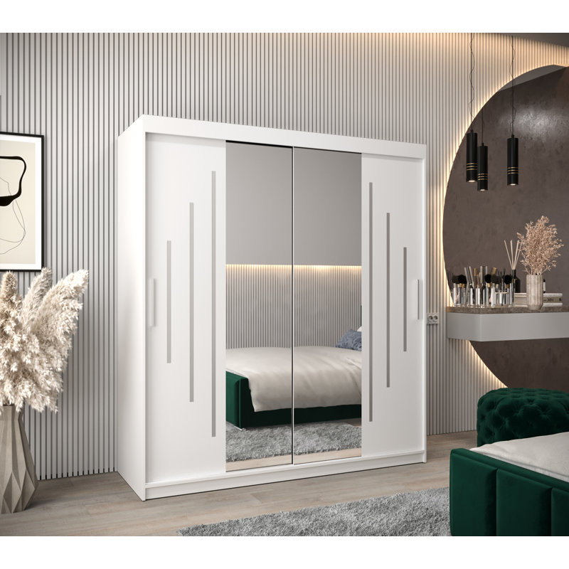 Pallesen 2 Door Manufactured Wood Wardrobe, White Matt