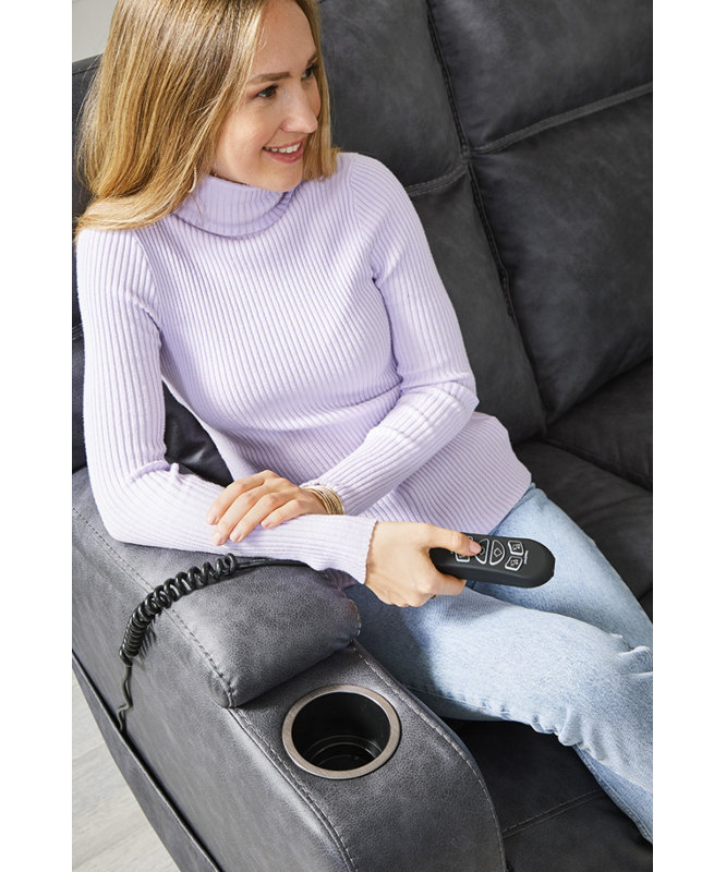 Mochnick Upholstered Power Recliner, Gray Polyester Blend
