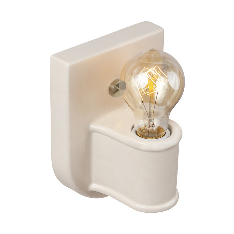 Amboise Ceramic Armed Sconce, White Crackle, Brushed Nickel