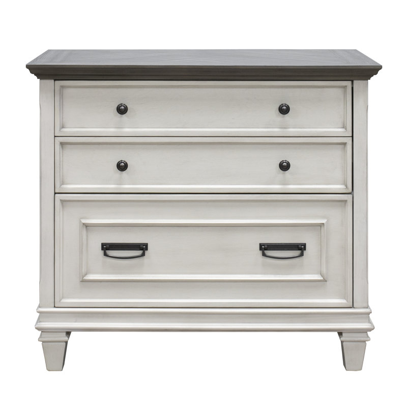 Sereda 36'' Wide 2 -Drawer File Cabinet, Linen White/Gray