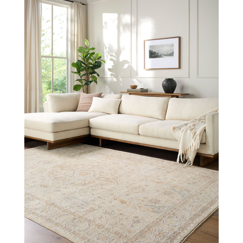 Tapis tissé à la machine Searle, Rectangle 10 pi x 13 pi 11 po, Beige