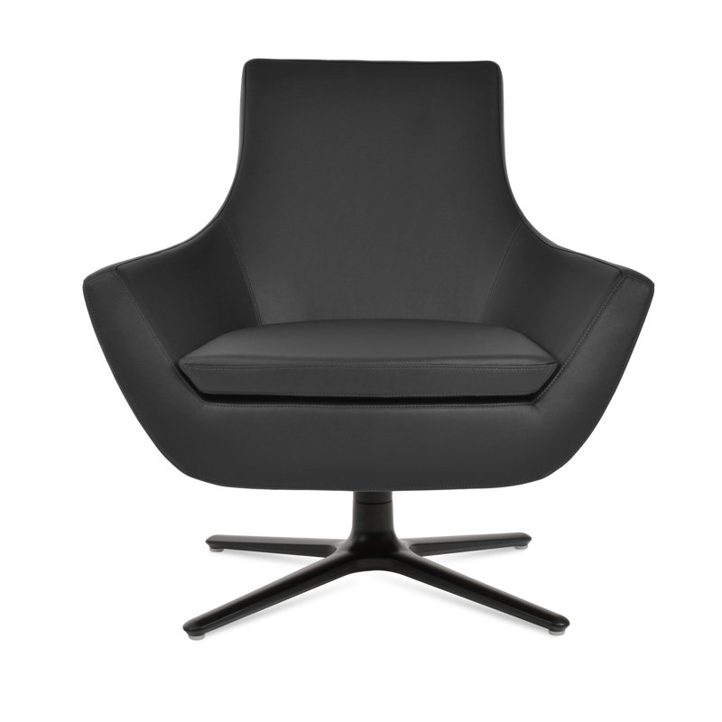 Rebecca Oval Swivel Lounge Chair, Black, Cinnamon Faux Leather