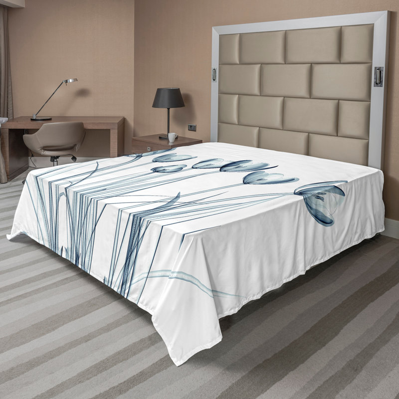 Drap tulipe à effet solaire Ambesonne, Drap plat pour très grand lit californien