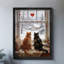 Reproduction d'art encadrée noire de chats rétro se blottissant ensemble-1963117169