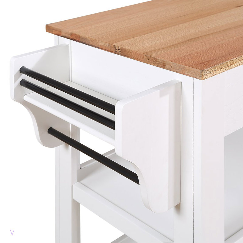 Îlot de cuisine roulant avec rangement, Blanc