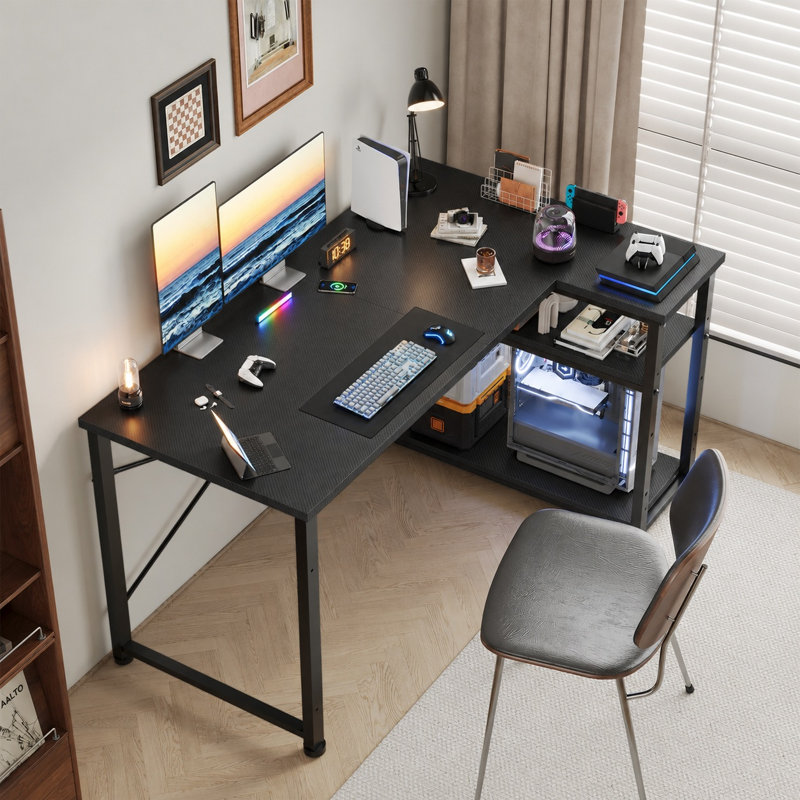 L-Shaped MDF Steel Computer Desk, 120cm
