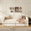 Lit de jour simple rembourré en velours avec 2 tiroirs, beige